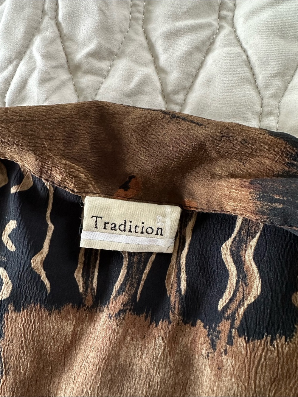 Vintage 90s Tradition Earth Tone Patchwork Vest Boho Floral Abstract Brown Apx M - Picture 5 of 7